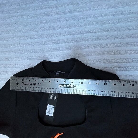 Fashion Nova Women's Mini Bodycon Dress Large Puff Of Fire Dragon Cutout Black - Picture 6 of 8